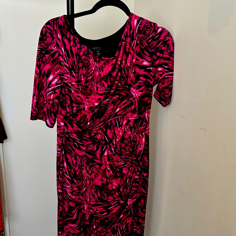 Fuschia and black midi dress